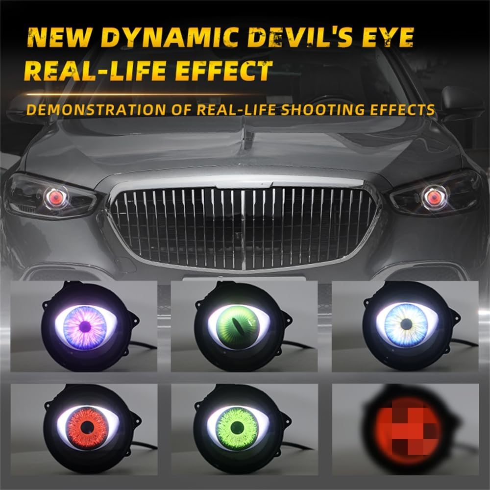 2PCS Dynamic Devil Eyes LED Car Headlight, Demon Eye Headlights for Cars and Motorcycles