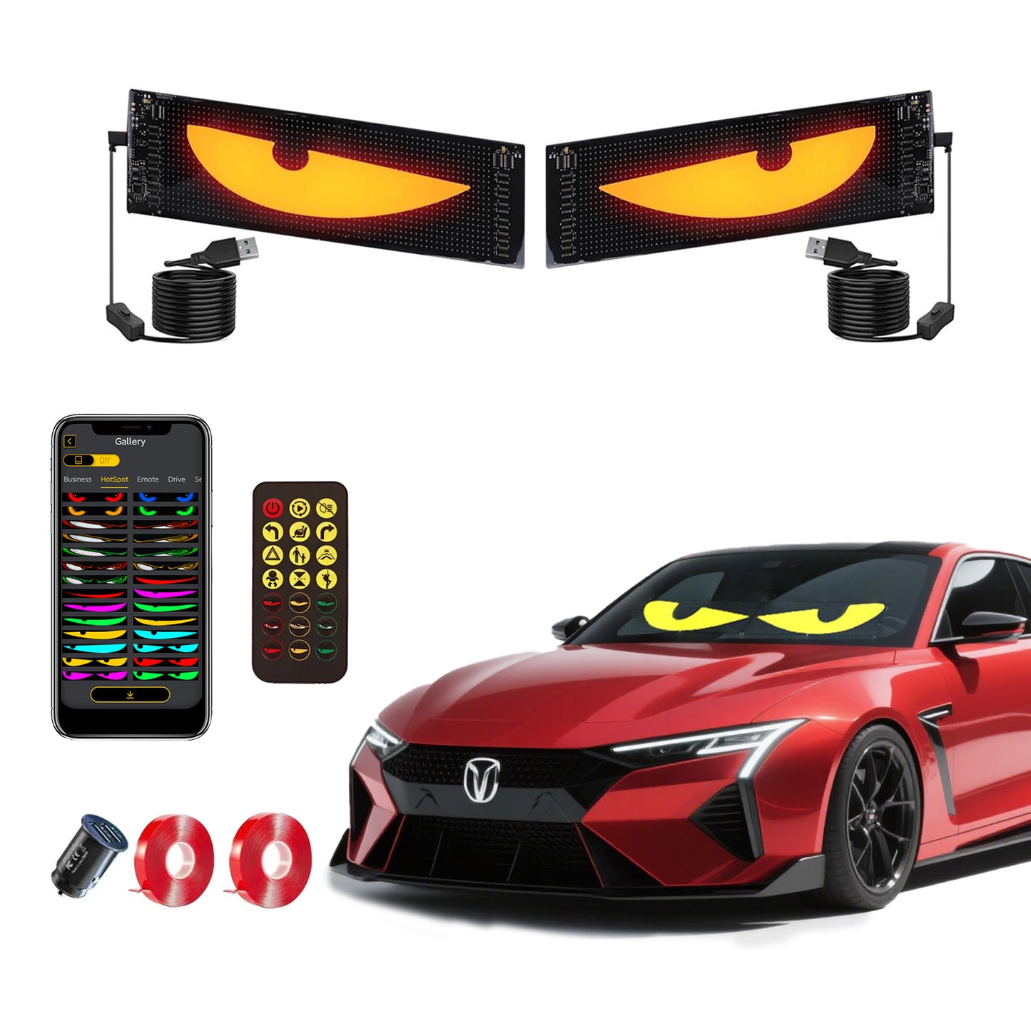 2 PCS 13.7 in x 4 in LED Eyes for Truck Windshield, Devil Eyes Light for Windshield, Devil Eyes Light for Car, Truck, SUVs and Pickup