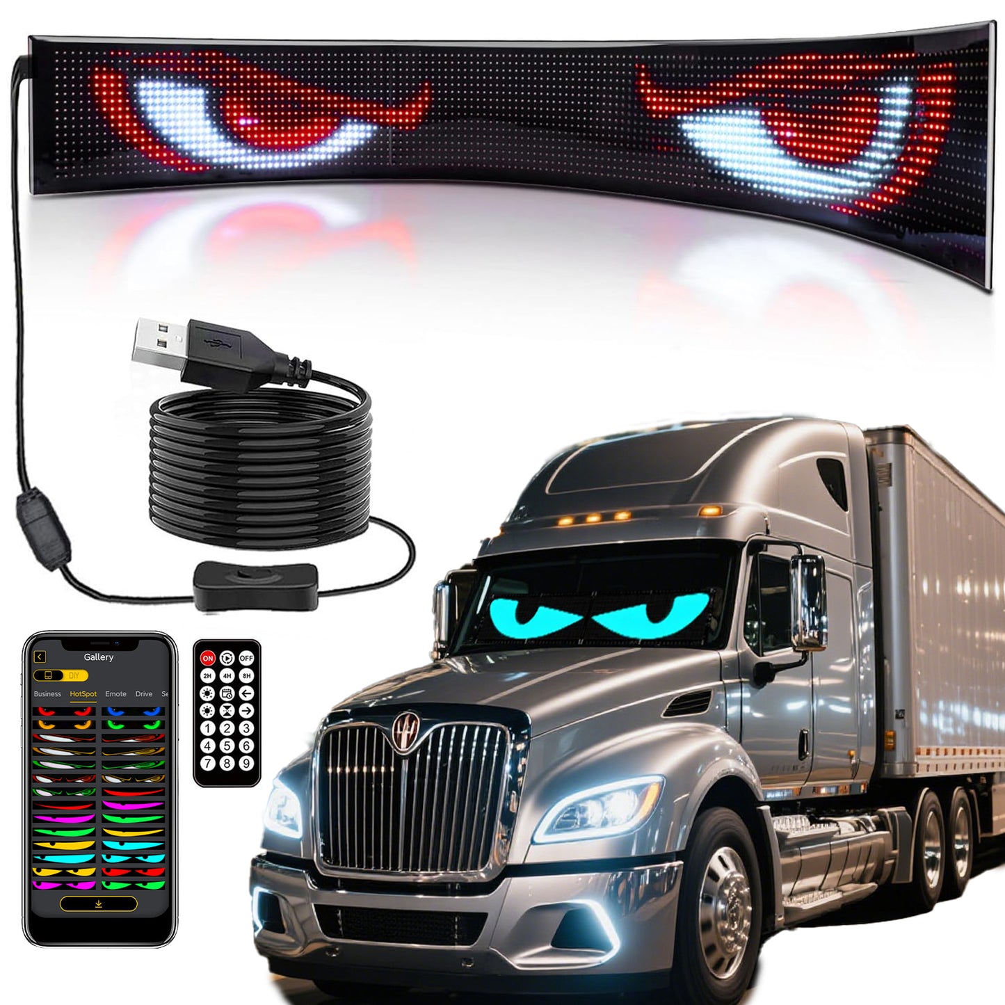 52 inch Super Large LED Trucks Eyes, Devils Eyes for Trucks Only, Business Sign for Storefront