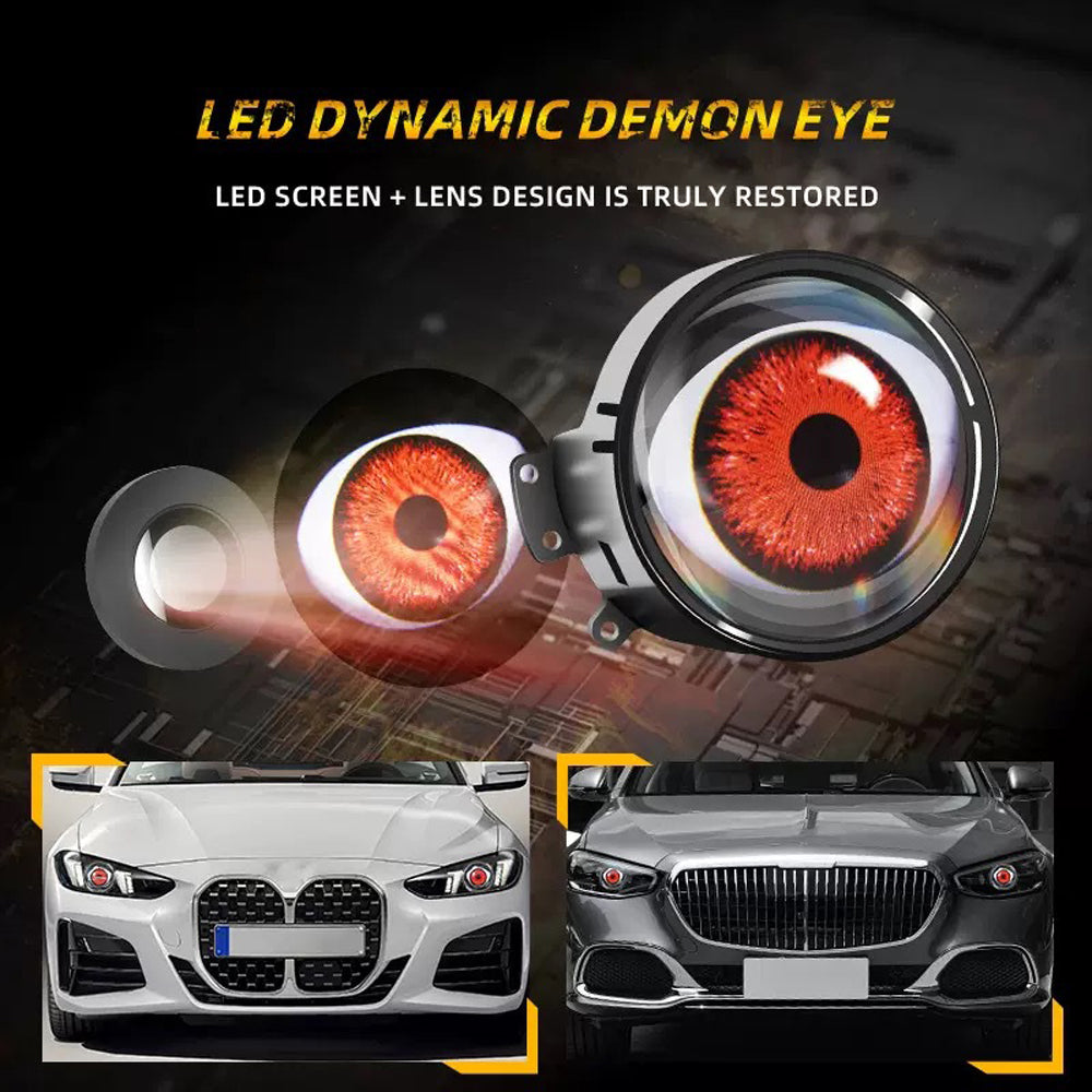 2PCS Dynamic Devil Eyes LED Car Headlight, Demon Eye Headlights for Cars and Motorcycles