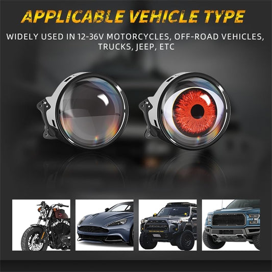 2PCS Dynamic Devil Eyes LED Car Headlight, Demon Eye Headlights for Cars and Motorcycles
