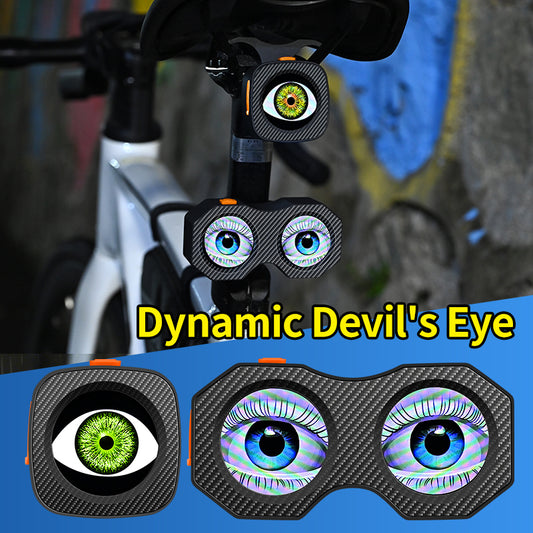 Demon Eyes Bike Tail Light, LED Dynamic Devil Eyes Light for Bicycles, Mountain Bikes and Motorcycles, DIY Personalized Light Display, Waterproof, USB Rechargeable